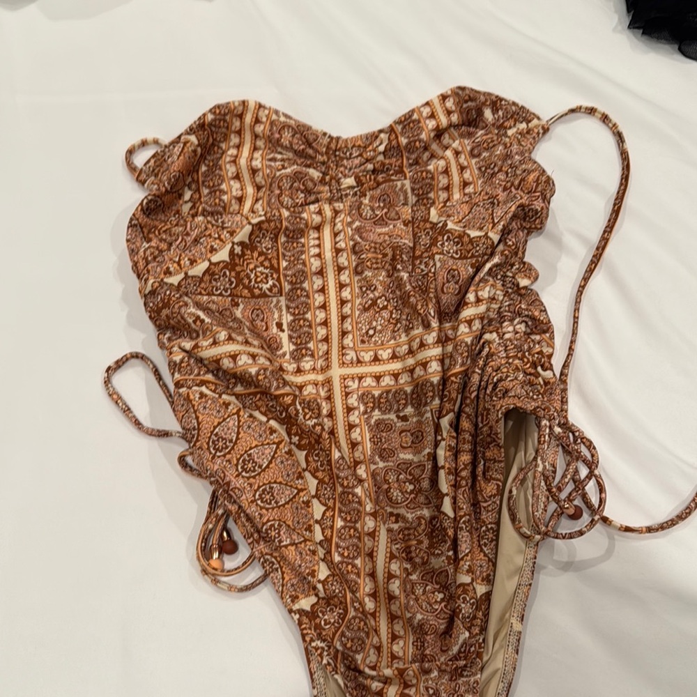 Zimmermann Brown Lace Trim Bra Intimates & Sleepwear